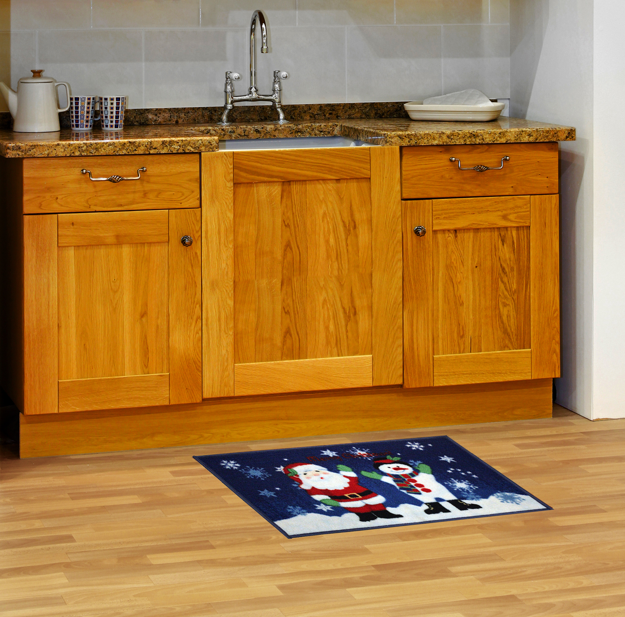 Christmas Kitchen Rug Holiday Decor Latex Back, Santa, Reindeer, Snowman, - Picture 16 of 21