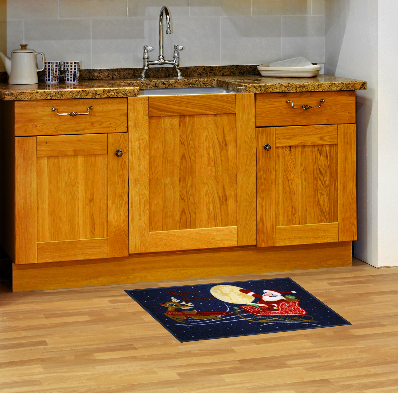 Christmas Kitchen Rug Holiday Decor Latex Back, Santa, Reindeer, Snowman, - Picture 14 of 21