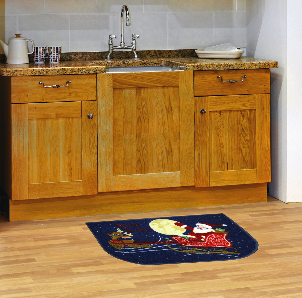 Christmas Kitchen Rug Holiday Decor Latex Back, Santa, Reindeer, Snowman, - Picture 18 of 21