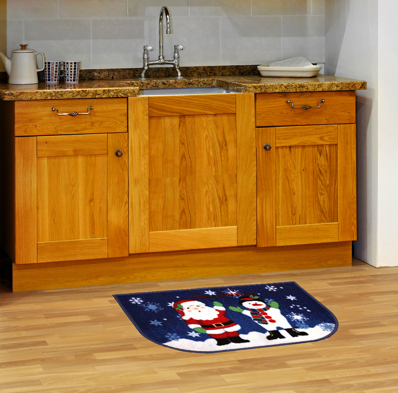 Christmas Kitchen Rug Holiday Decor Latex Back, Santa, Reindeer, Snowman, - Picture 20 of 21